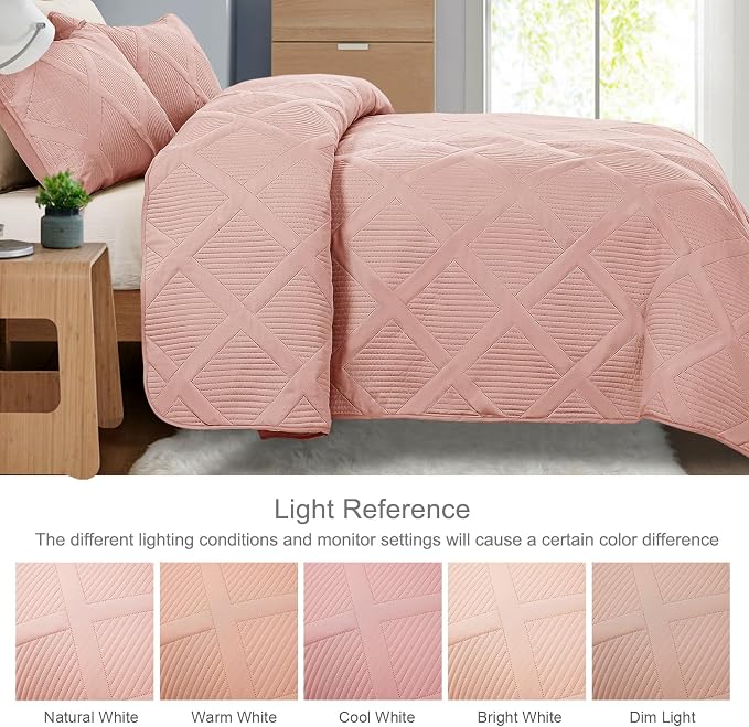 Exclusivo Mezcla King Quilt Set- Blush Pink Quilts Bedding Set - Image 3
