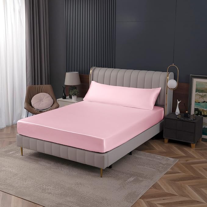 Homiest Blush Pink Satin Fitted Sheet - Image 7