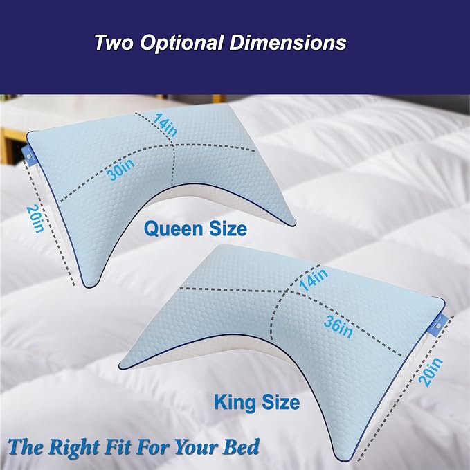 Cooling Pillow Queen Size Set of 2, Shredded Memory Foam Adjustable Loft - Image 7