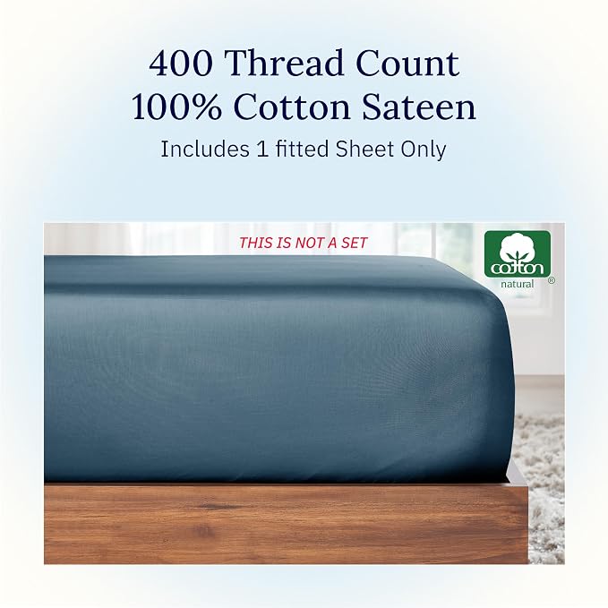 California Design Den Twin XL Fitted Bedsheet, Soft 400 Thread Count 100% - Image 4