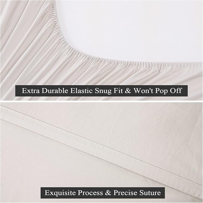 California King Size Fitted Sheet Only Light Beige, 100% Egyptian Cotton 600 - Image 6