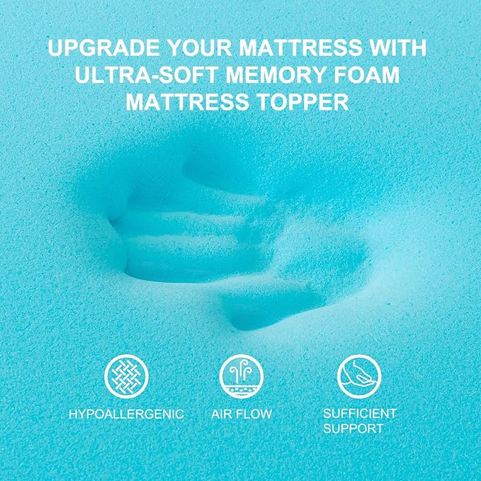Memory Foam Mattress Topper 2inch+2inch Queen Size, Pressure-Relieving Bed - Image 7