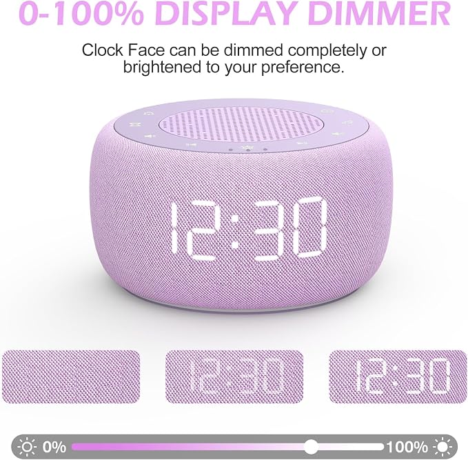 Buffbee Sound Machine & Alarm Clock 2-in-1, 0-100% Clock Face Brightness - Image 4