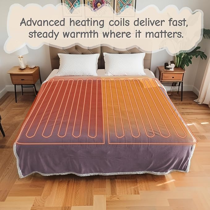 Electric Heated Blanket Twin Size 62"x84", Soft Flannel - Image 4
