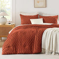 Andency Burnt Orange Comforter for Queen Size Bed, Boho Terracotta Soft Warm by Andency