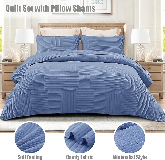Whale Flotilla Ultra Soft King Quilt Bedding Set, Lightweight Microfiber Bluish - Image 3
