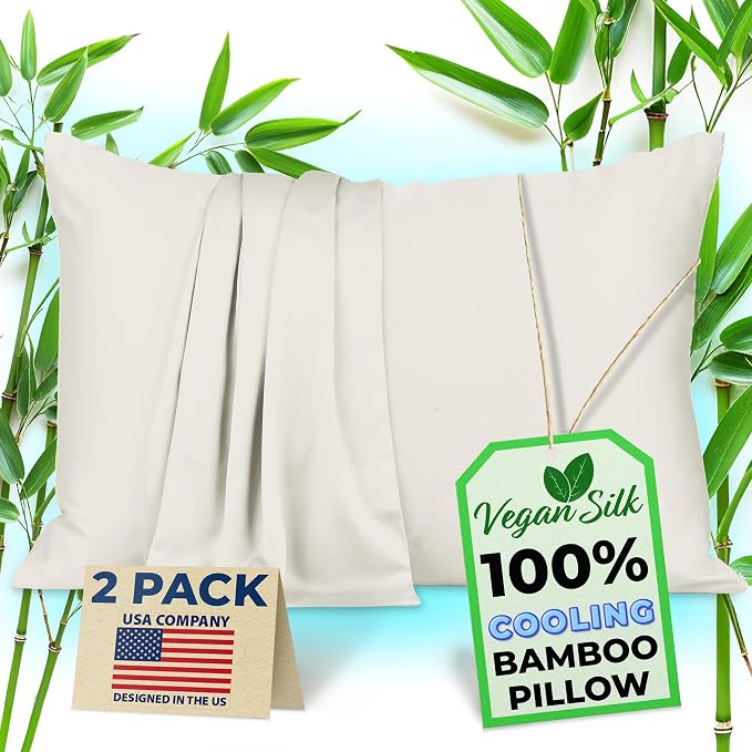 Pillow Cases - 100% Viscose Derived from Bamboo - Cooling Pillowcase - Queen by VeganSilk