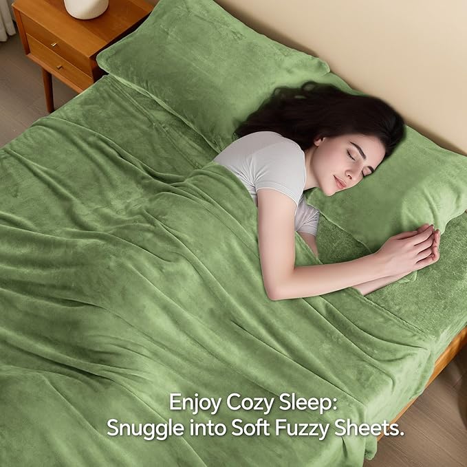 BEDELITE Flannel Sheets Queen Size Sage Green - Image 3