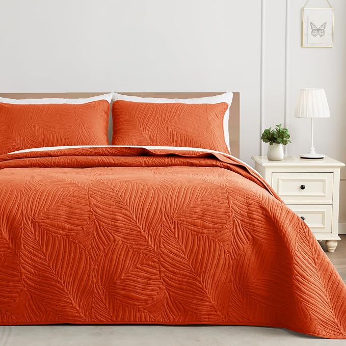 Exclusivo Mezcla Queen Quilt Bedding Set, Lightweight Burnt Orange Quilts Queen by ExclusivoMezcla