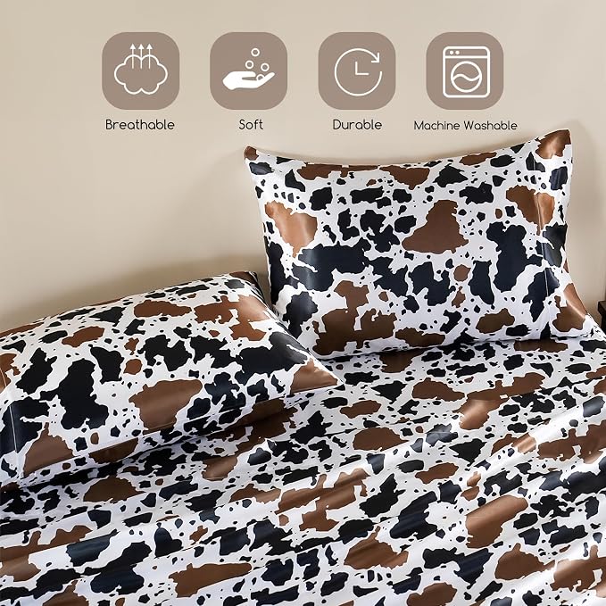 MR&HM Satin Bed Sheets with Elastic Corner Straps, Full Size Sheets Set - Image 6