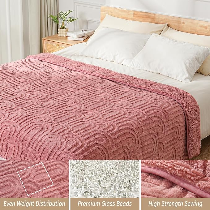 Wemore Jacquard Fleece Weighted Blanket King Size 80" x 87" 15lbs, Ultra Soft - Image 4