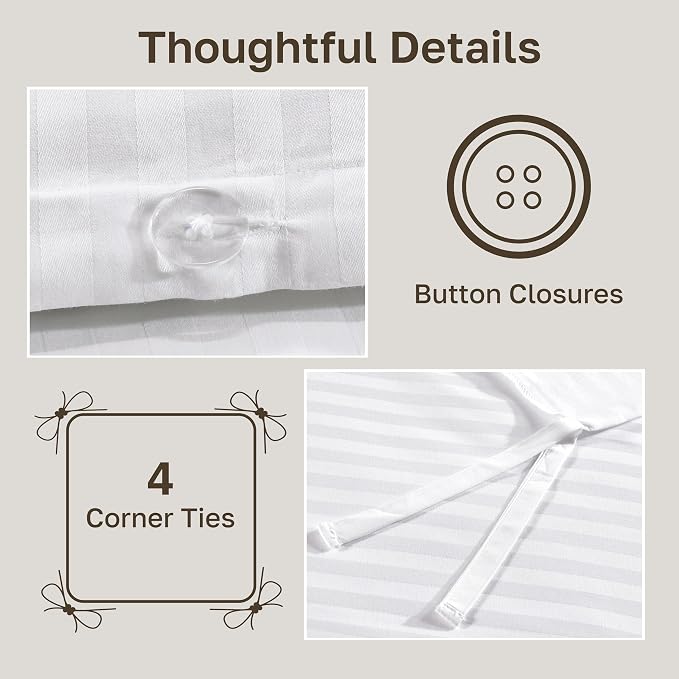 California Design Den Striped White Duvet Cover King Size Only - Image 6