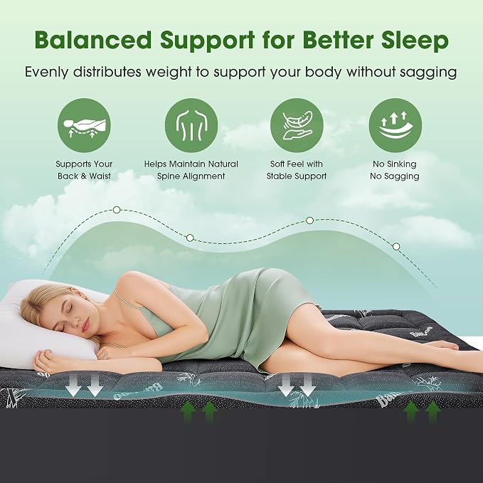 Mattress Pad King Size, Cooling Pillow Top Mattress Topper, Ultra Soft Viscose - Image 4