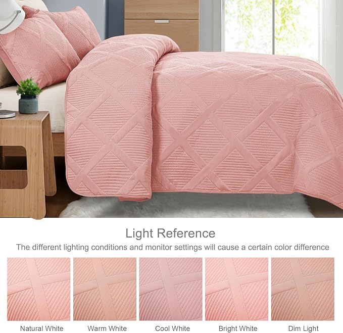 Exclusivo Mezcla Oversized King Quilt Set- Blush Pink Cal King Quilts Bedding - Image 3