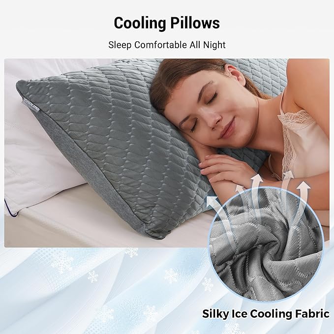 puredown® Pillows Queen Size Set of 2, Shredded Memory Foam Pillows, Cooling - Image 6