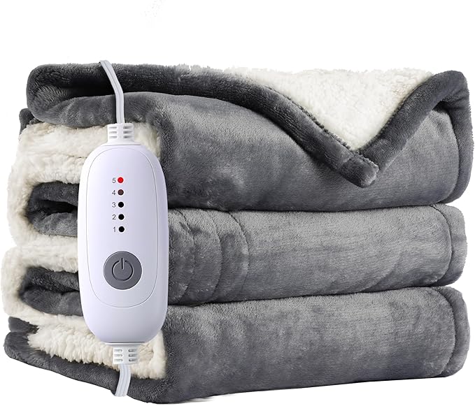 Electric Blanket Full Size 72"x84", Ultra-Soft Flannel Sherpa by Soypipo