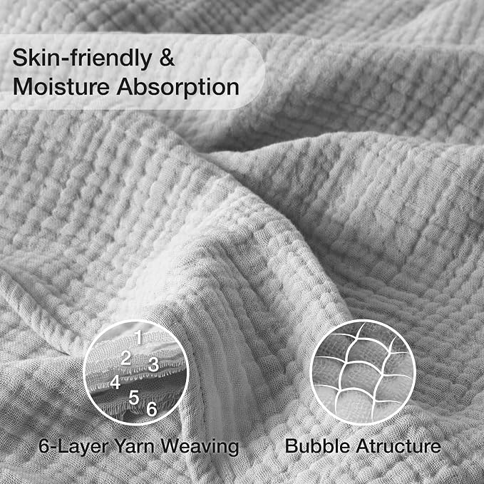 100% Cotton Muslin Blanket Twin 60" x 80", Breathable and Lightweight Cotton - Image 3