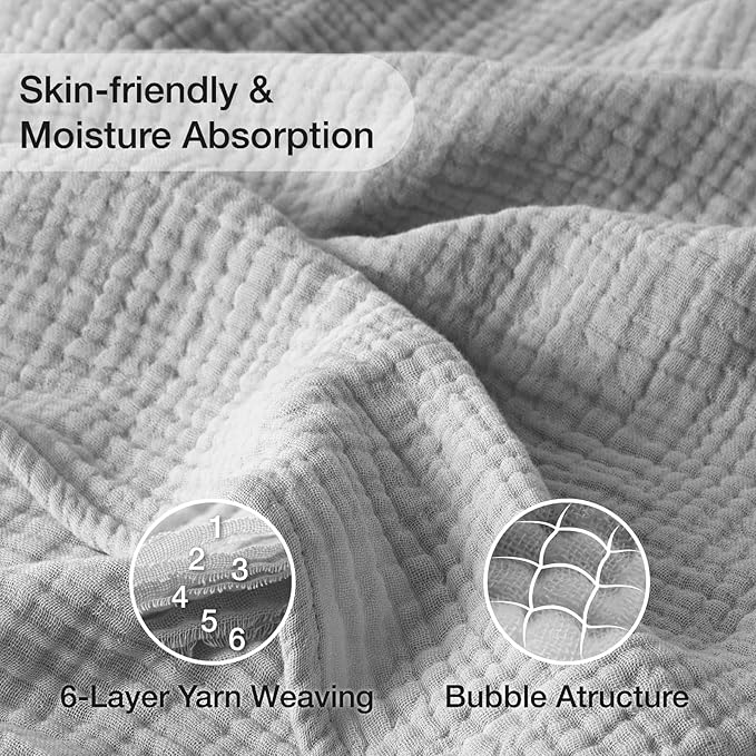 100% Cotton Muslin Blanket Large 50" x 70", Breathable and Lightweight Cotton - Image 2