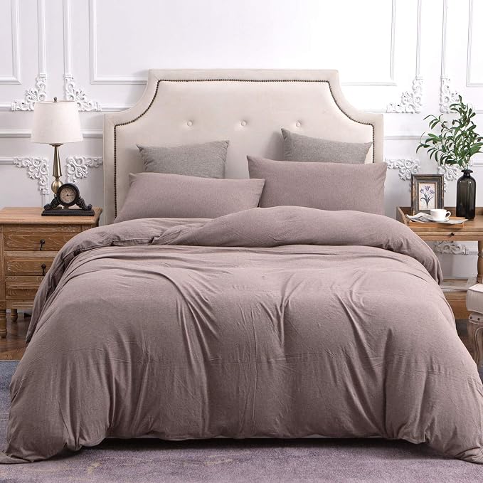 PURE ERA Jersey Knit Duvet Cover Set 100% T-Shirt Cotton Super Soft Comfy 3pc - Image 6