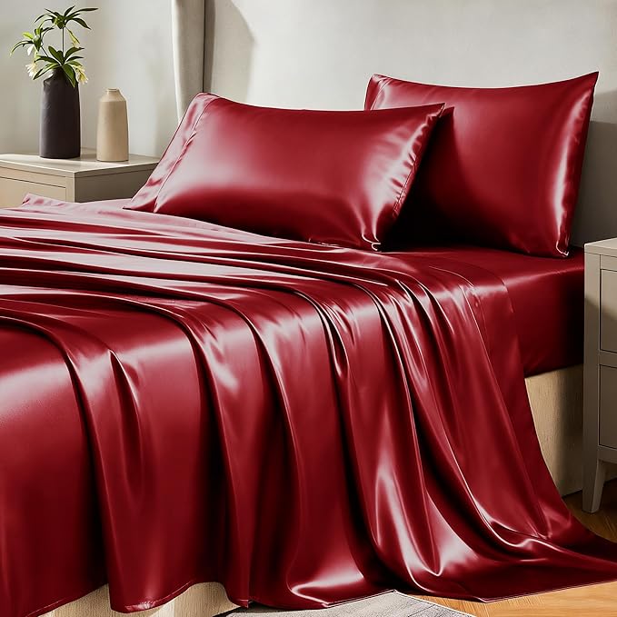 CozyLux Satin Sheets Queen Size Bed Set by CozyLux