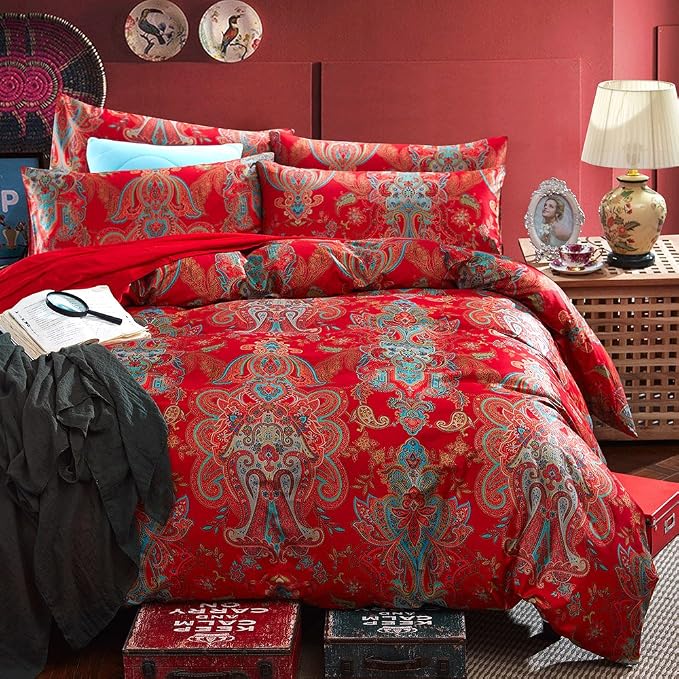 mixinni Long Staple Cotton Percale Paisley Duvet Cover by mixinni