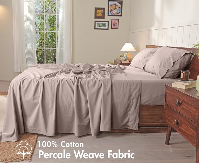RUVANTI 100% Cotton Sheets – California King Percale Bedding, Cooling & - Image 2