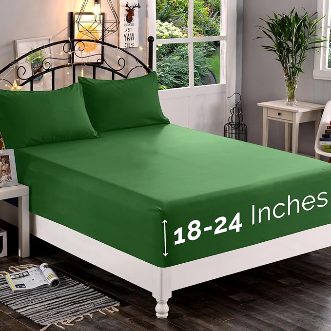 Elegant Comfort 1500 Premium Quality Fitted Sheet Ultra Soft 18-24 Inch Extra by ELEGANTCOMFORT