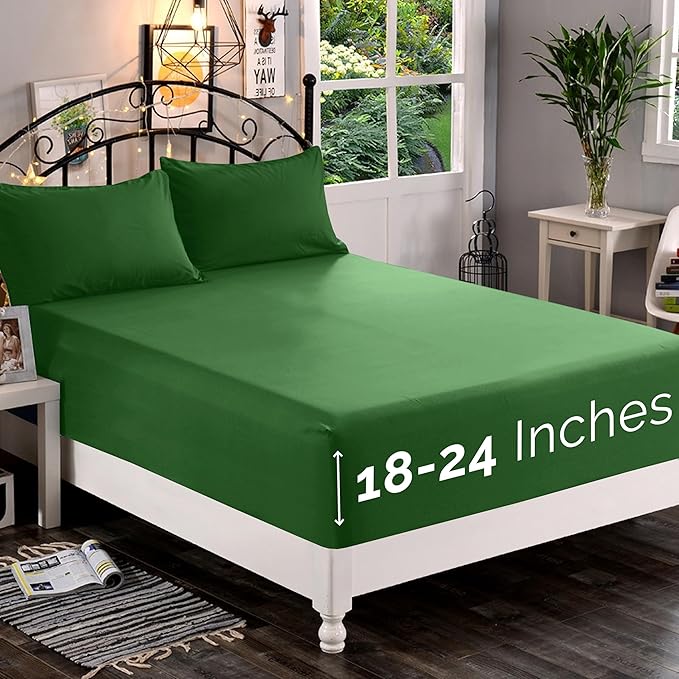 Elegant Comfort 1500 Premium Quality Fitted Sheet Ultra Soft 18-24 Inch Extra by ELEGANTCOMFORT