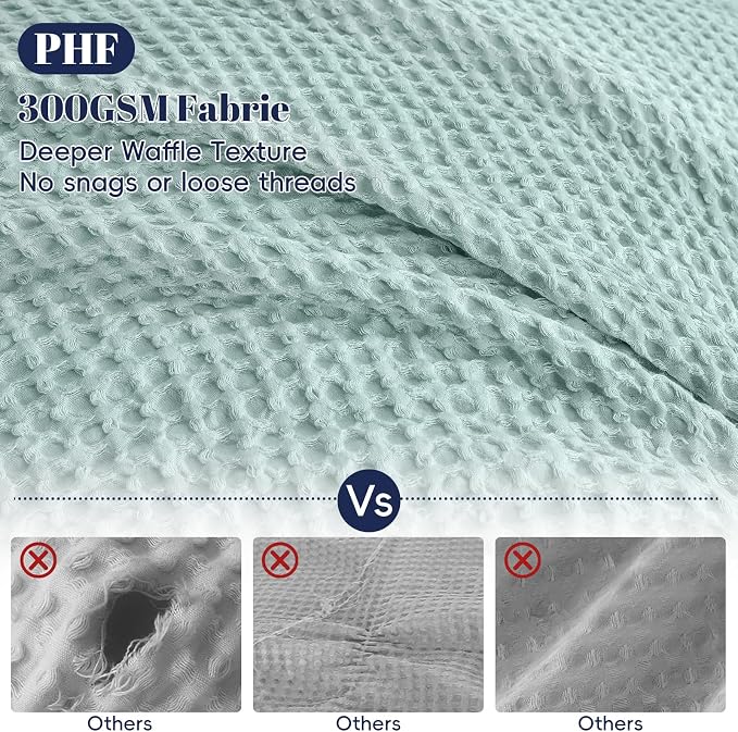 PHF Waffle Weave Duvet Cover Set Queen Size, No Snagging Ultra Soft Luxury - Image 3