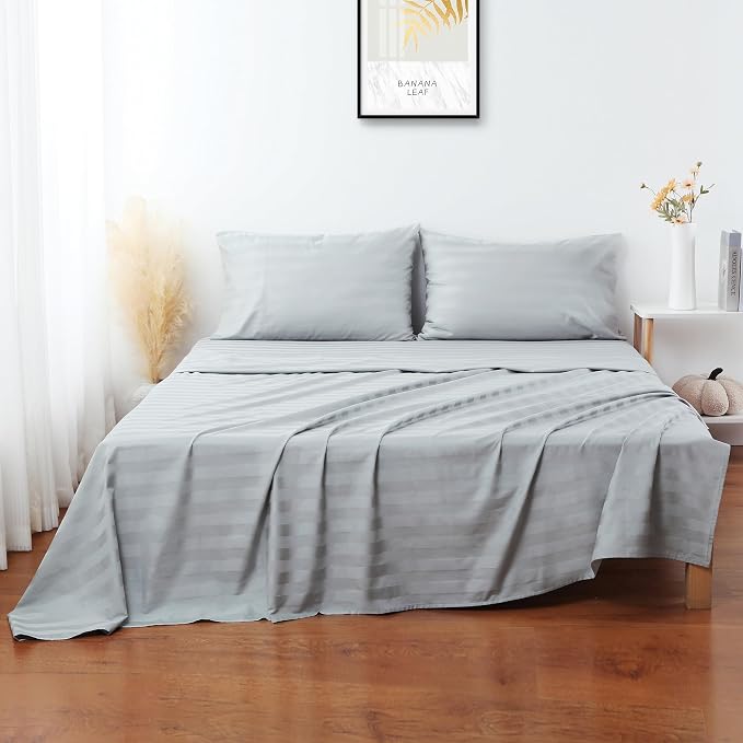 Flat Sheet Only Calking Size, 400 TC 100% Egyptian Cotton Flat Sheet Striped - Image 4