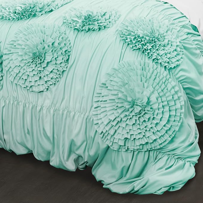 Lush Decor Serena Comforter Set, 3 Piece Set, Full/ Queen, Aqua - Image 3