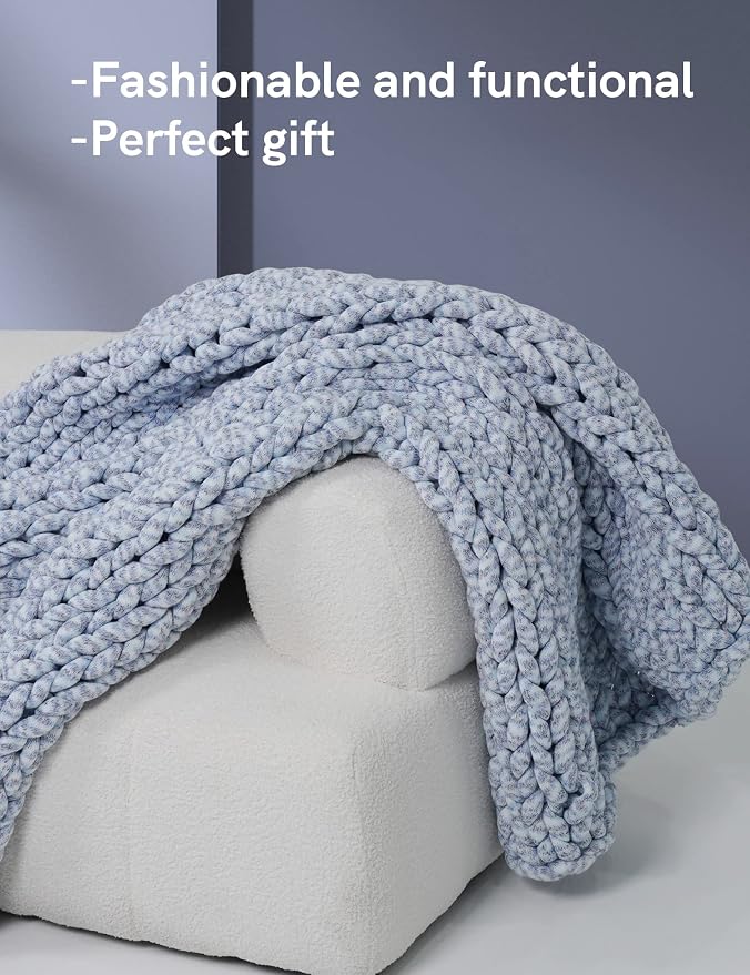 YnM Weighted Blanket, Handmade Chunky Knitted Design, Soft and Cozy, - Image 4