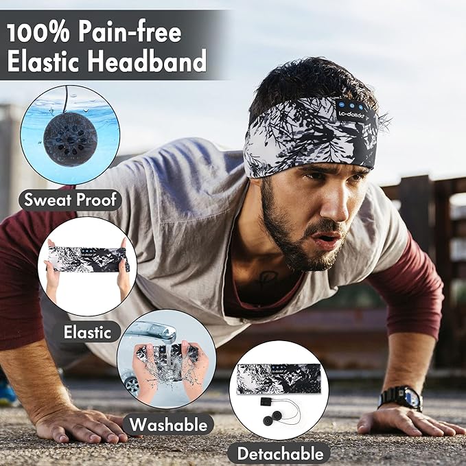 LC-dolida Sleep Headphones Bluetooth 5.4, Headband Earphones Wireless, Sleep - Image 3