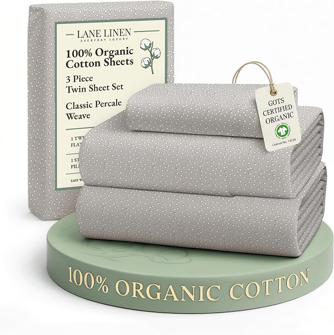 LANE LINEN Sustainably Produced 100% Organic Cotton Twin Bed Sheet Set by LaneLinen