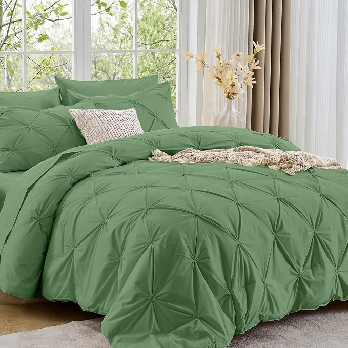 Sasttie Twin Comforter Set, 5-Piece Bed in a Bag, Pintuck Bedding Sets by SASTTIE