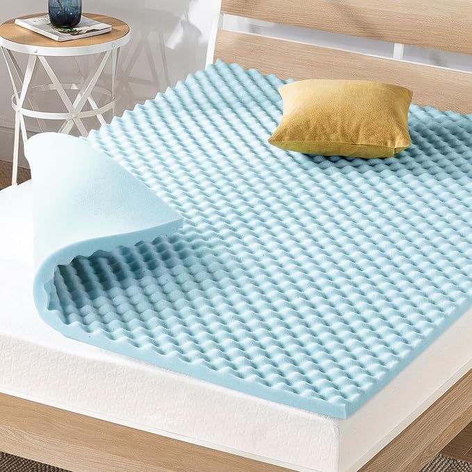 Best Price Mattress 1.5 Inch Egg Crate Memory Foam Mattress Topper, Cooling Gel by BestPriceMattressInc