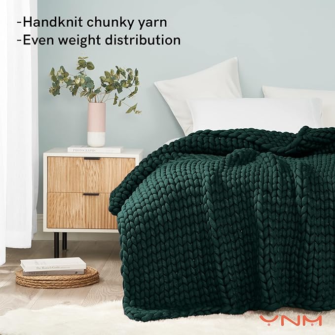 YnM Knitted Weighted Blanket, Handmade Chunky Knitted Design, Soft and Cozy - Image 2