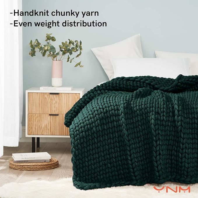 YnM Knitted Weighted Blanket, Handmade Chunky Knitted Design, Soft and Cozy - Image 2