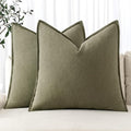 MIULEE Decorative Linen Euro Sham Pillow Covers 24x24 Light Olive Green ​Boho by MIULEE