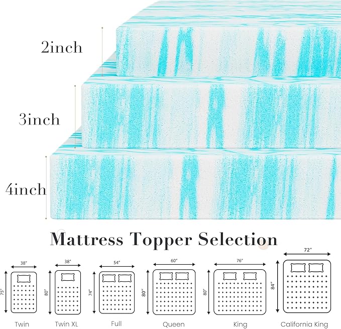 OLIXIS Gel Memory Foam Mattress Topper, Twin XL 2 Inch, Cooling Gel Infused - Image 4