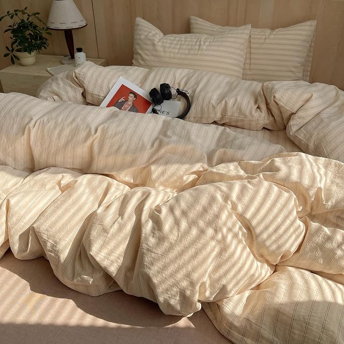 mixinni Retro Striped Duvet Cover Set Twin Size - Image 3