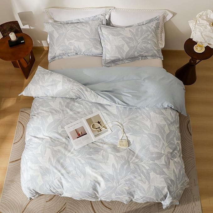 OAITE Duvet Cover Set King Size Floral Pattern Ultra Soft 100% Cotton Duvet - Image 3