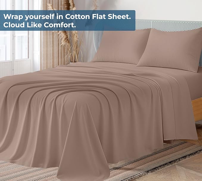 Royale Linens 100% Organic Cotton Twin XL Flat Sheet Only - Image 2