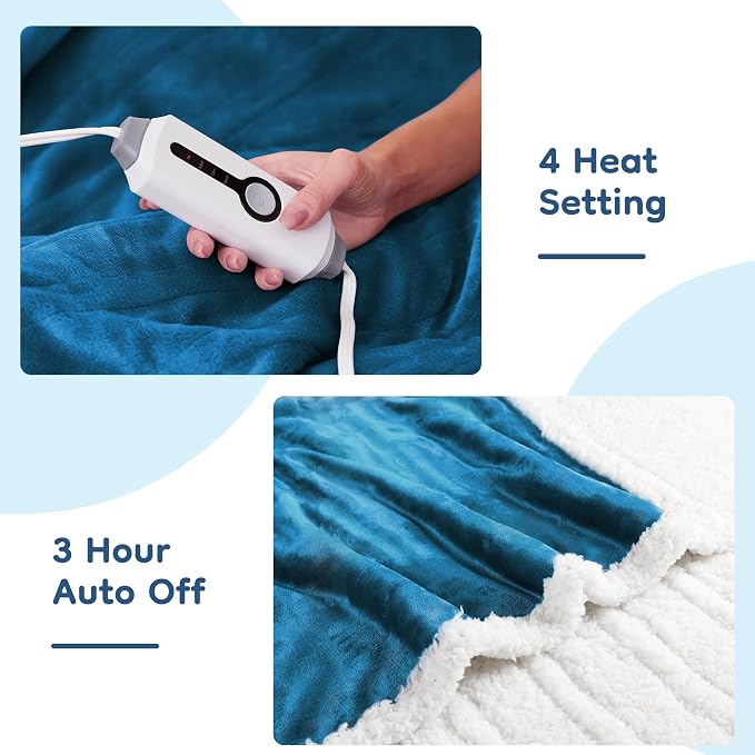 LaffyLo Heated Throw Blanket 50 x 60, Fast Heating Electric Blanket, Dual-Sided - Image 2