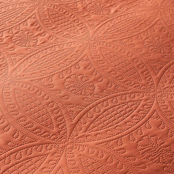 akkialla Queen Quilt Bedding Set, Burnt Orange Ultrasonic Full/Queen Quilt Set - Image 7