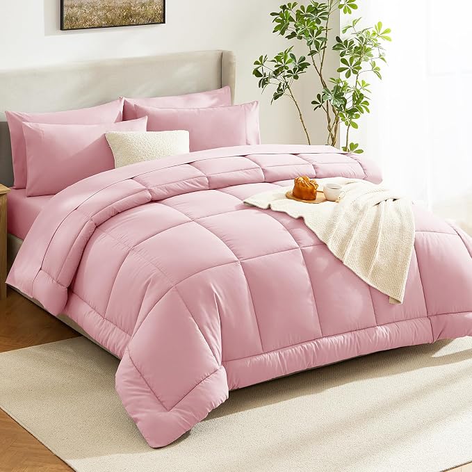 CozyLux Full Size Comforter Set Pink, 7 Pieces Bed in a Bag, All Season Bedding - Image 8