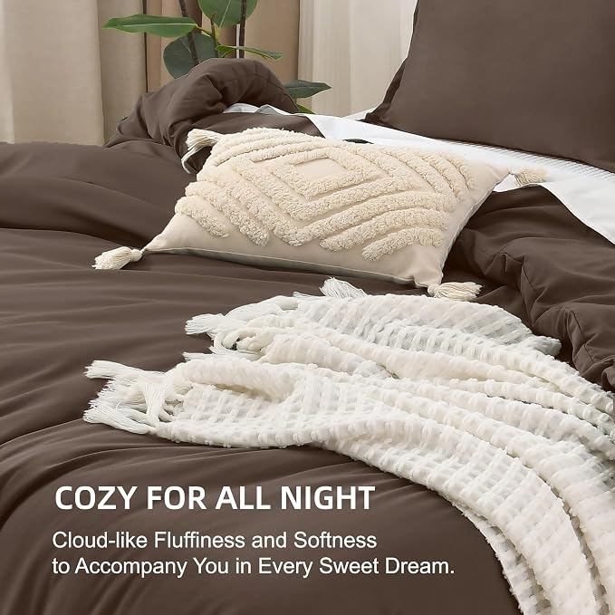 Litanika Chocolate Comforter Set Twin/Twin XL Size, 2 Pieces Solid Bedding - Image 7