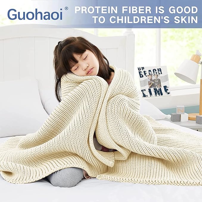 Guohaoi Knitted Weighted Blanket Kids No Beads Cooling Heavy Blanket, Home - Image 3