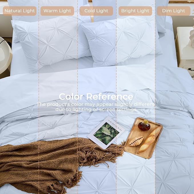Sasttie Twin Comforter Set, 5-Piece Bed in a Bag, Pintuck Bedding Sets - Image 8