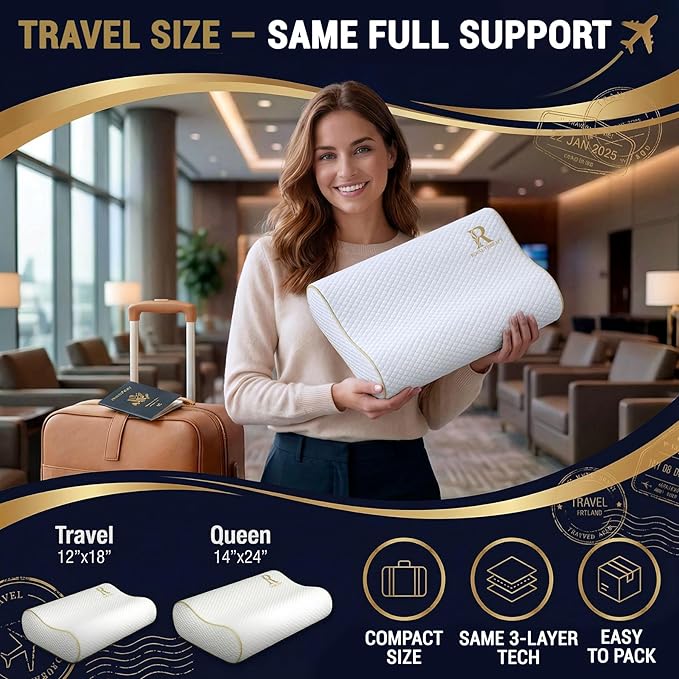 Royal Therapy Travel Memory Foam Cervical Pillow – Contour Pillow - Image 4
